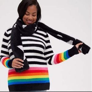 NWT Torrid Oblong Scarf Wrap Black with White Stars - Great size Size 76x14